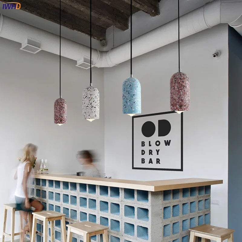 Afralia™ Nordic Cement Pendant Lights Bar Bedroom Living Room Modern LED Hanglamp