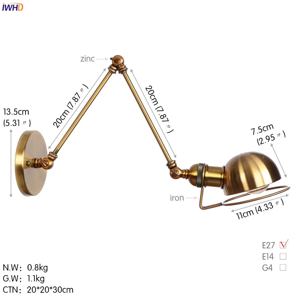 Afralia™ Antique Black Wall Lamp Vintage Industrial Sconce LED Applique Murale