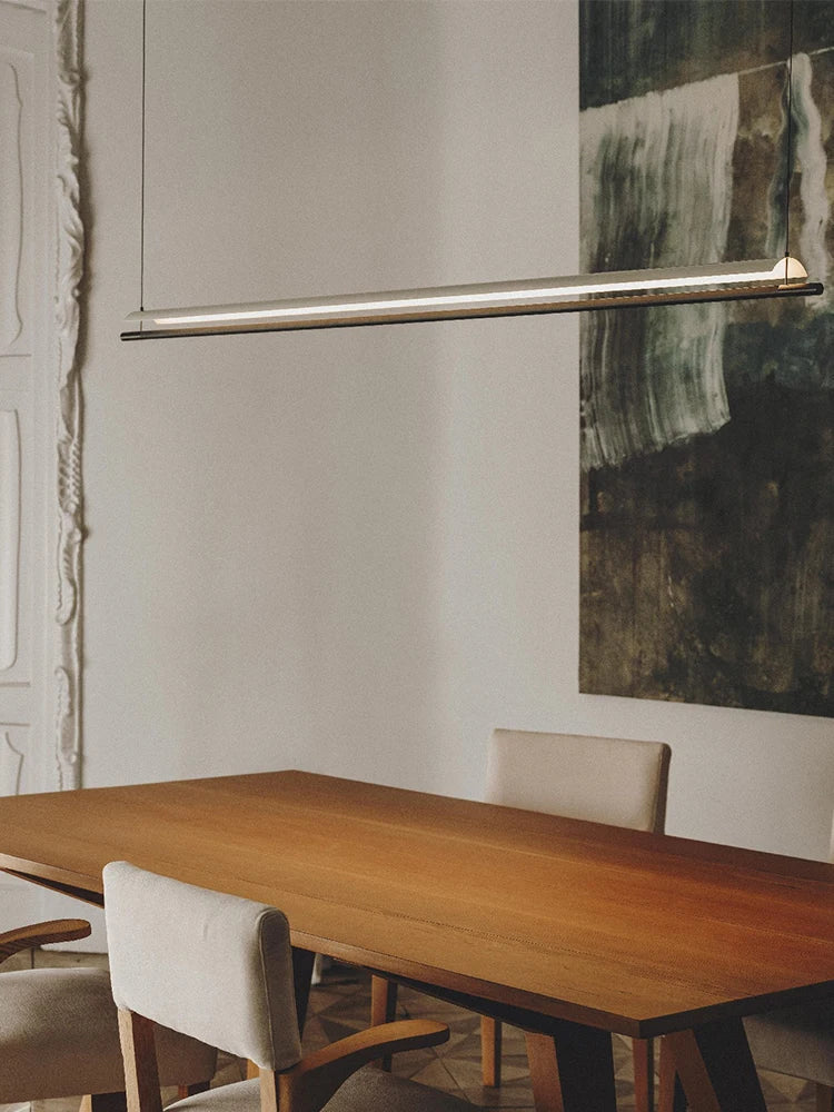 Afralia™ Scandinavian Flat Office Chandelier Minimalist Long Lampshade