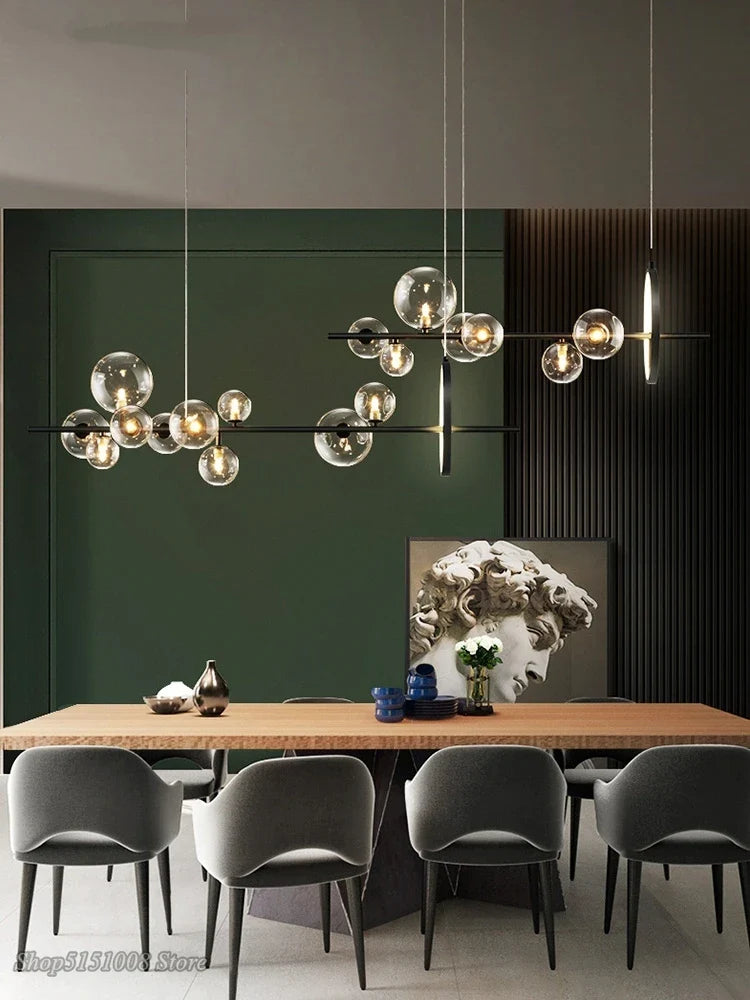 Afralia™ Glass Ball Chandelier Pendant Lighting Fixture