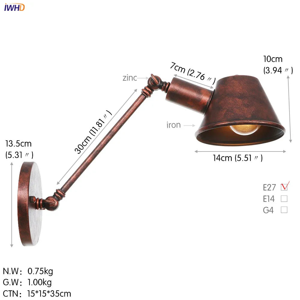 Afralia™ Vintage Industrial 2-Head Wall Lamp