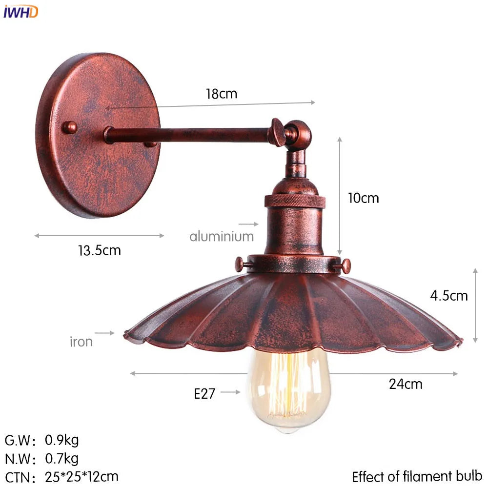 Afralia™ Antique Gold Rustic LED Wall Light for Home Decor