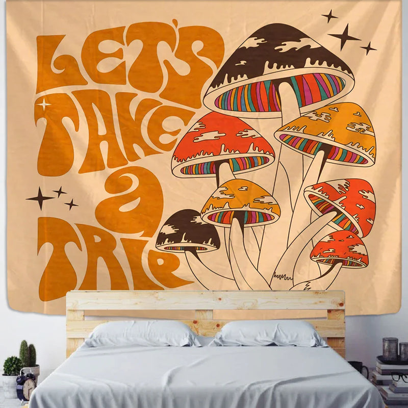 Afralia™ Psychedelic Mushroom Tapestry Wall Hanging for Boho Witchy Vibes