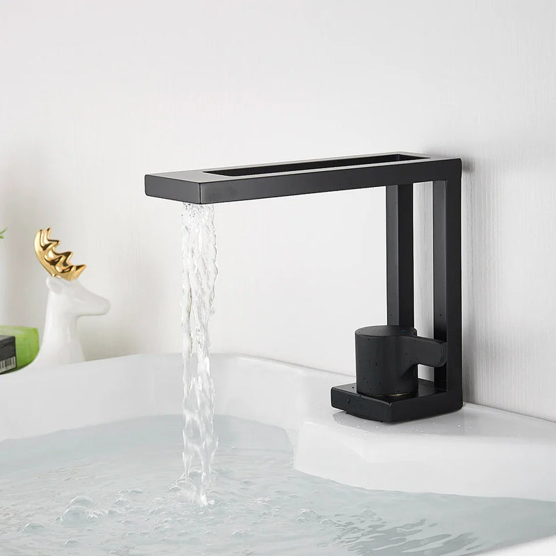 Afralia™ Black Basin Faucet: Brass Bathroom Mixer for Vessel Sink, Cold Hot Water