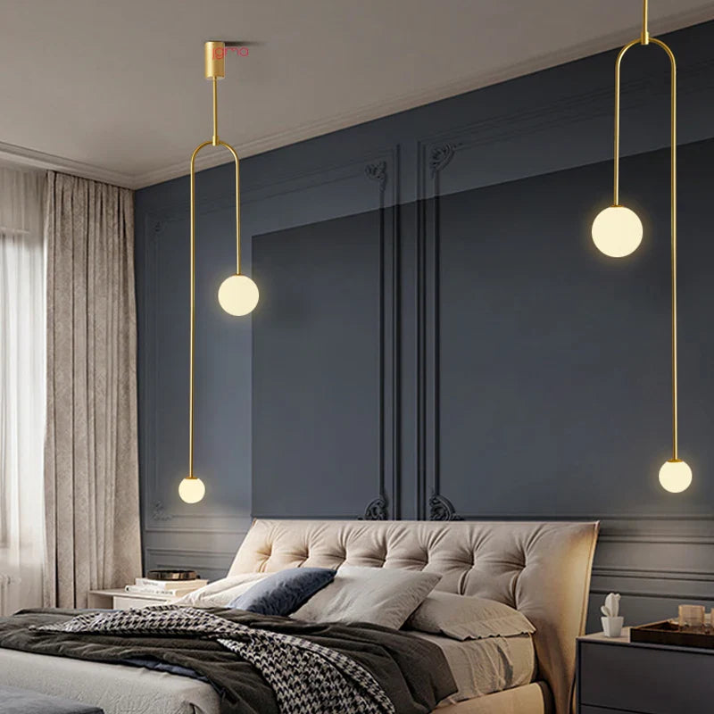 Afralia™ Nordic Glass Ball Pendant Light Brass Luminaire