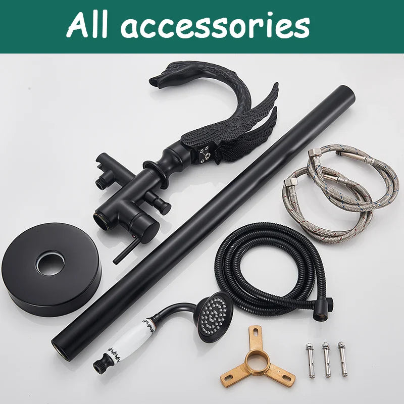 Afralia™ Matte Black Tub Faucet with Handheld Shower and Single Handle Mixer