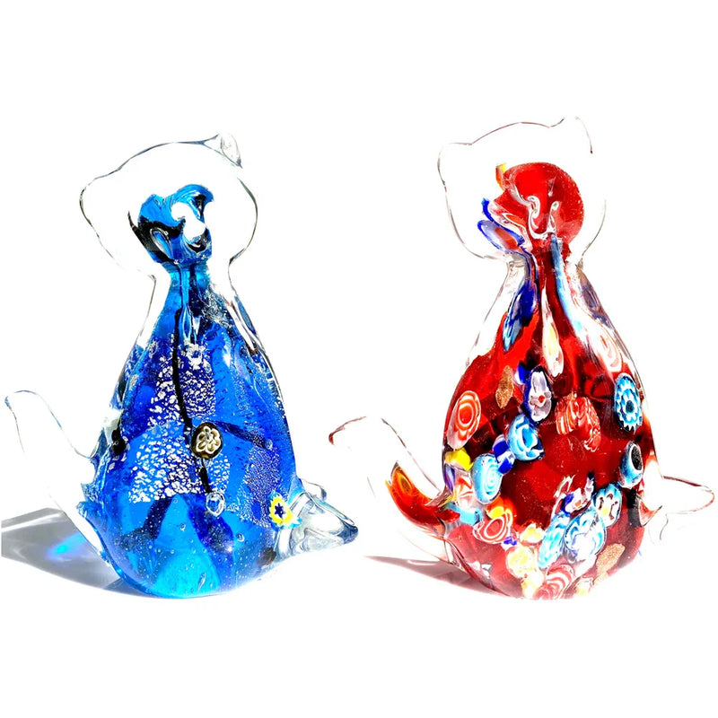 Afralia™ Glass Cat Figurine Crystal Sculpture, Cute Pet Ornament Home Decor & Kids Gift