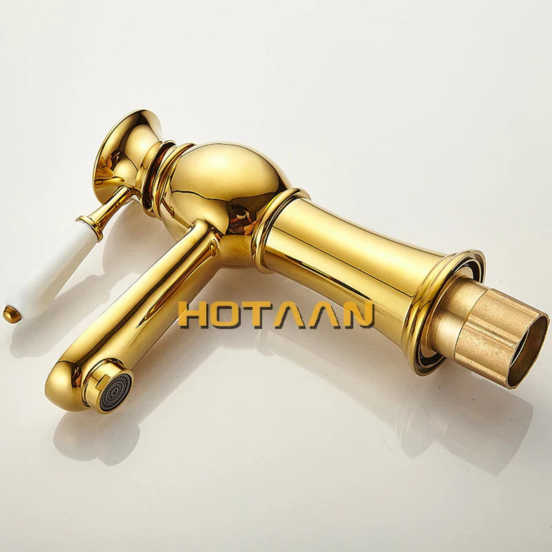 Afralia™ Gold Basin Faucet with Ceramic Mixer Tap for Bathroom