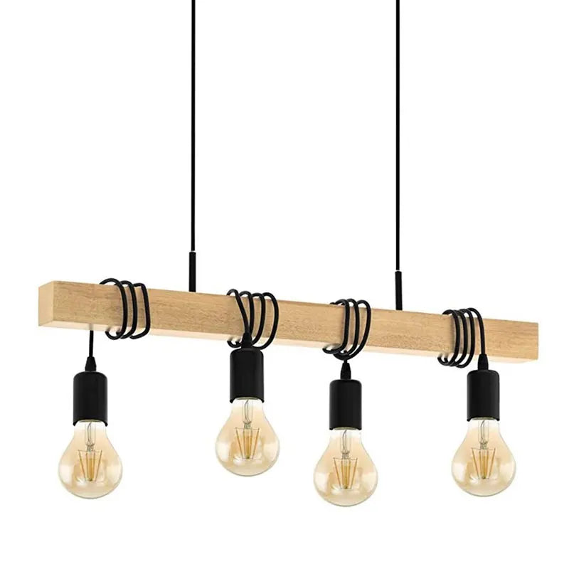 Afralia™ Nordic Wood Chandelier Light Fixture. Adjustable DIY Headlight for Dining Room, Bar, Minimalist Design.