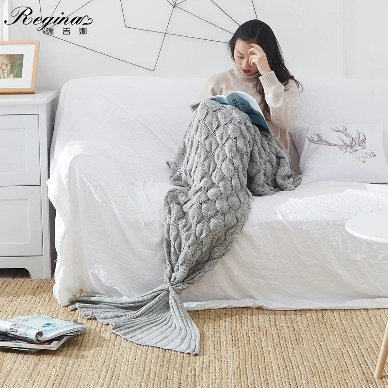 Afralia™ Perlage Mermaid Tail Blanket - Soft Knitted Blanket for Adults & Kids