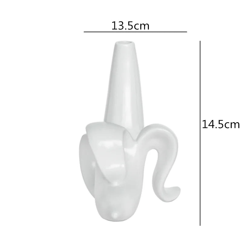 Afralia™ Abstract Character White Ceramics Vase Home Decor Handcrafted Modern Flower Arrangement