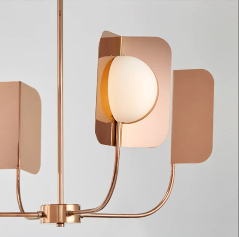 Afralia™ Milky Glass Ball Chandelier with Metal Leaves and G9 LED Lights for Luxury Living Room