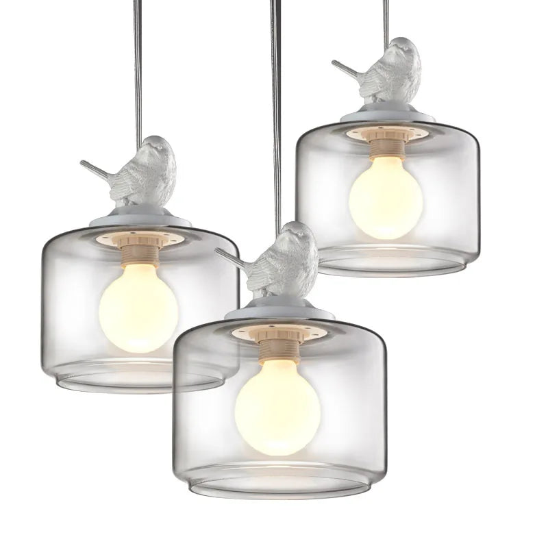 Afralia™ Nordic Bird Glass Pendant Lantern Chandelier