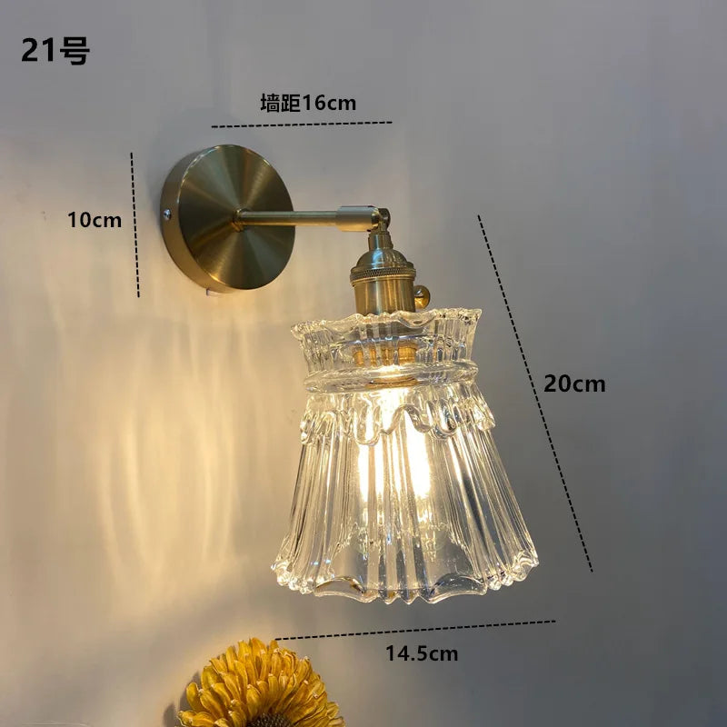 Afralia™ Clear Glass LED Wall Sconce | Modern Copper Bathroom Mirror Stair Light