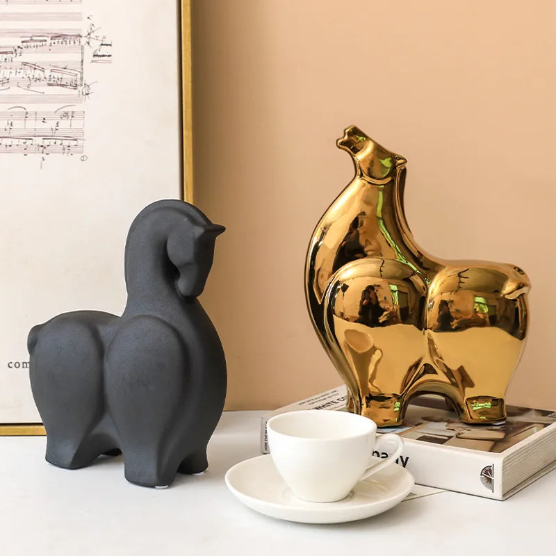 Afralia™ Ceramic Horse Statue | Home Office Decor and Gift