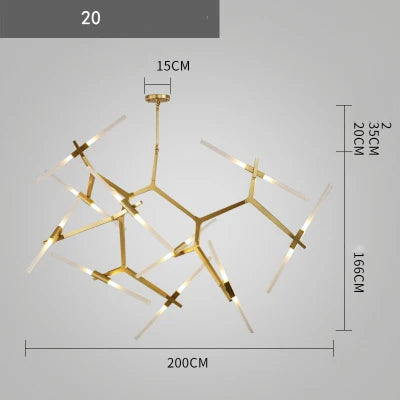 Afralia™ Branch Suspension Pendant Light - Gold Black G9 LED Iron Glass Fixture
