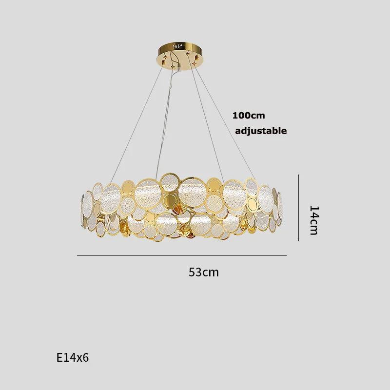 Afralia™ Gold Iron Glass Chandelier Lighting for Dinning Room