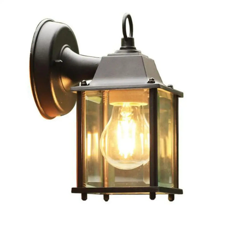 Afralia™ Black Finish Wall Lantern with Frosted Glass Shade for Outdoor Use