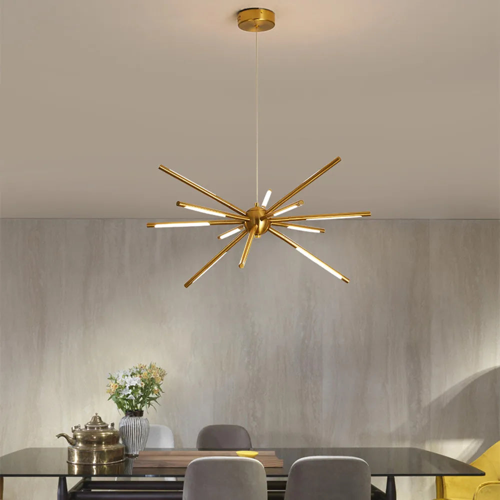 Afralia™ Modern Gold Iron Sputnik Chandelier for Living Room, Bedroom, Dining Room