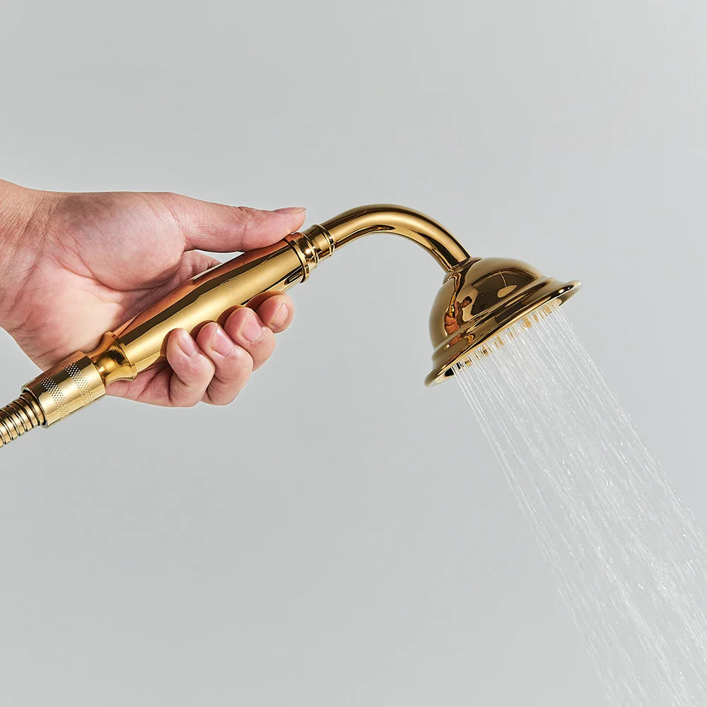 Afralia™ Golden Bird Freestanding Bathtub Faucet with Dual Crystal Handles