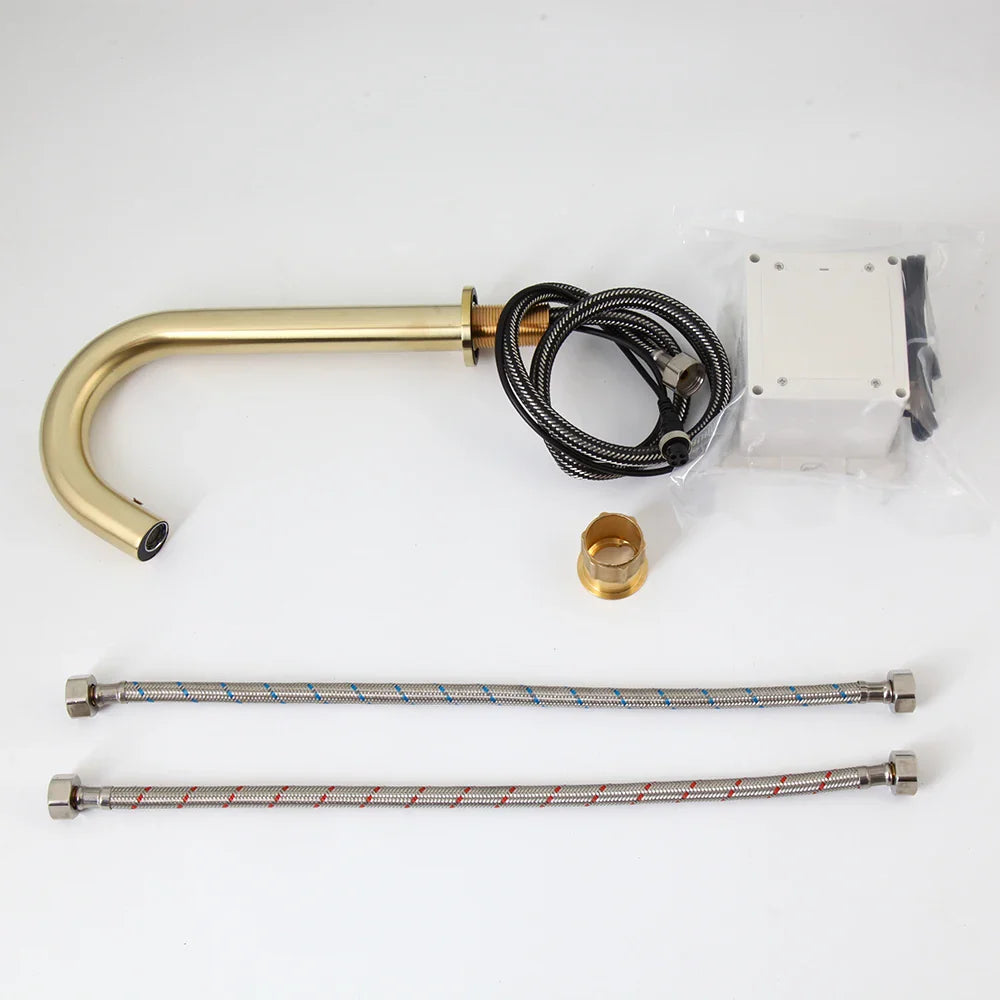 Afralia™ Brushed Gold Touch Sensor Basin Faucet - Automatic Bathroom Sink Mixer Tap