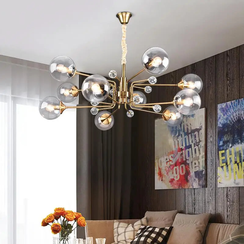 Afralia™ Modern Glass Ball LED Chandelier | Luxury Indoor Hanging Lamps for Living Room