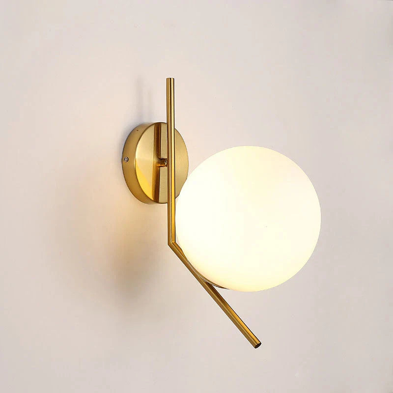 Afralia™ Nordic Glass Ball Wall Lamp Modern LED Lighting Gold Black Decor