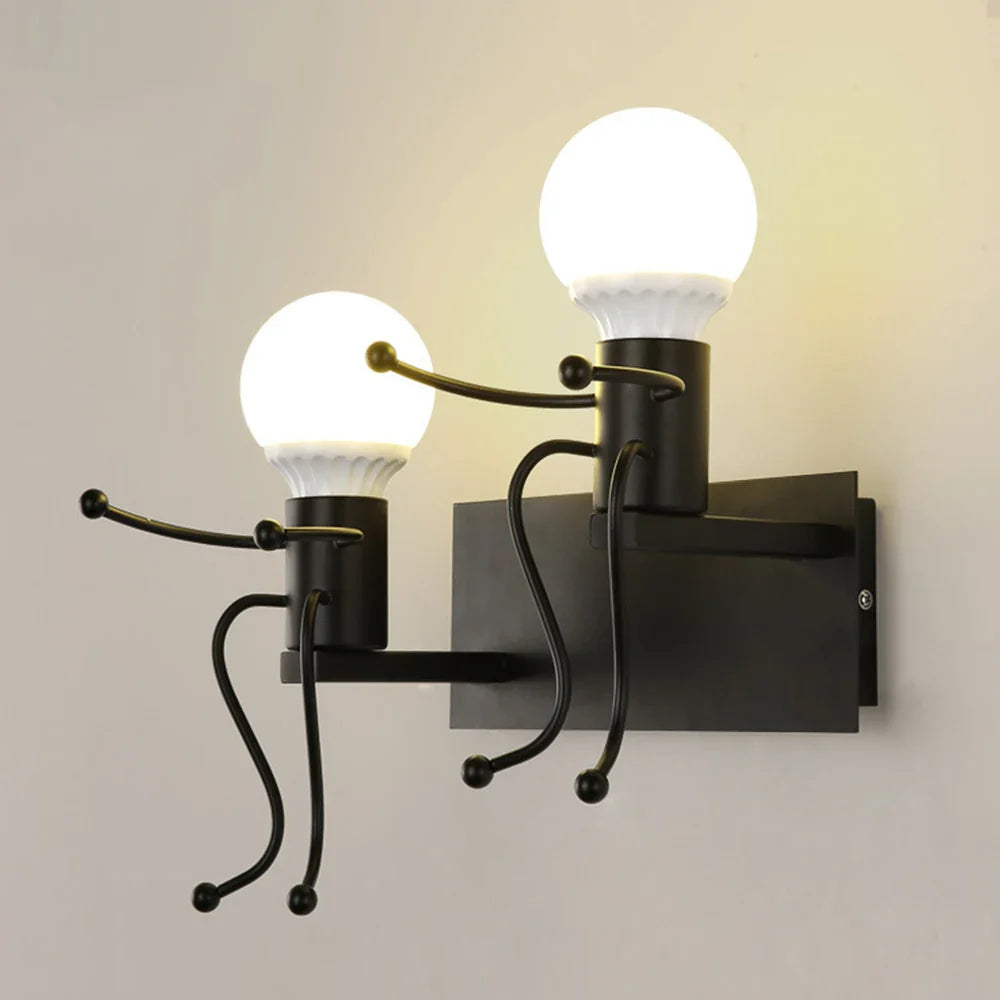 Afralia™ Little Iron Man Cartoon Wall Sconce for Kids Room, Bedroom, Kitchen - Modern Design