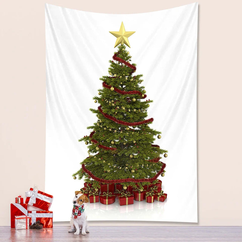 Afralia™ Christmas Tree Bedroom Decoration Wall Tapestry Mattress - Large Bohemian New Year Party Decor