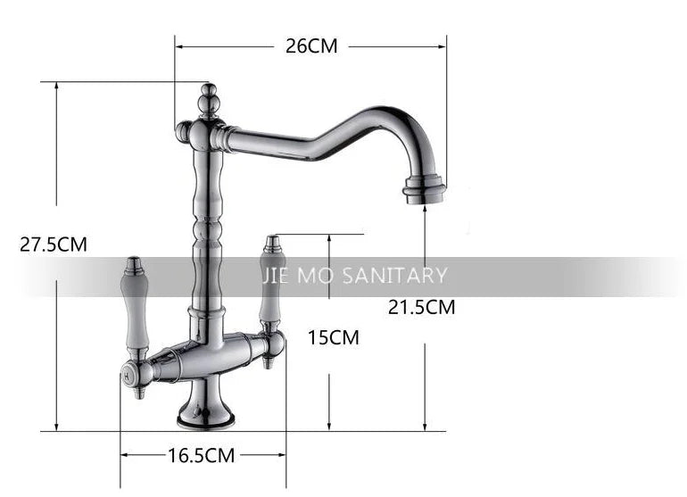 Afralia™ Black Gold Brass Kitchen Sink Faucet with Double Handles