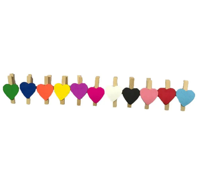 Afralia™ 50-Pack Romantic Heart Shape Wood Clips for Home Décor and Parties