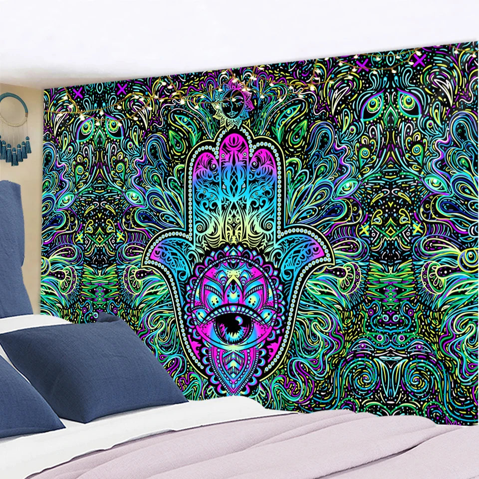 Afralia™ Psychedelic Sun Eyes Tapestry Wall Hanging for Colorful Living Room Decor