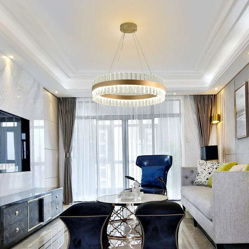 Afralia™ Crystal Chandelier LED Ring Lamp for Dining Living Room & Bedroom