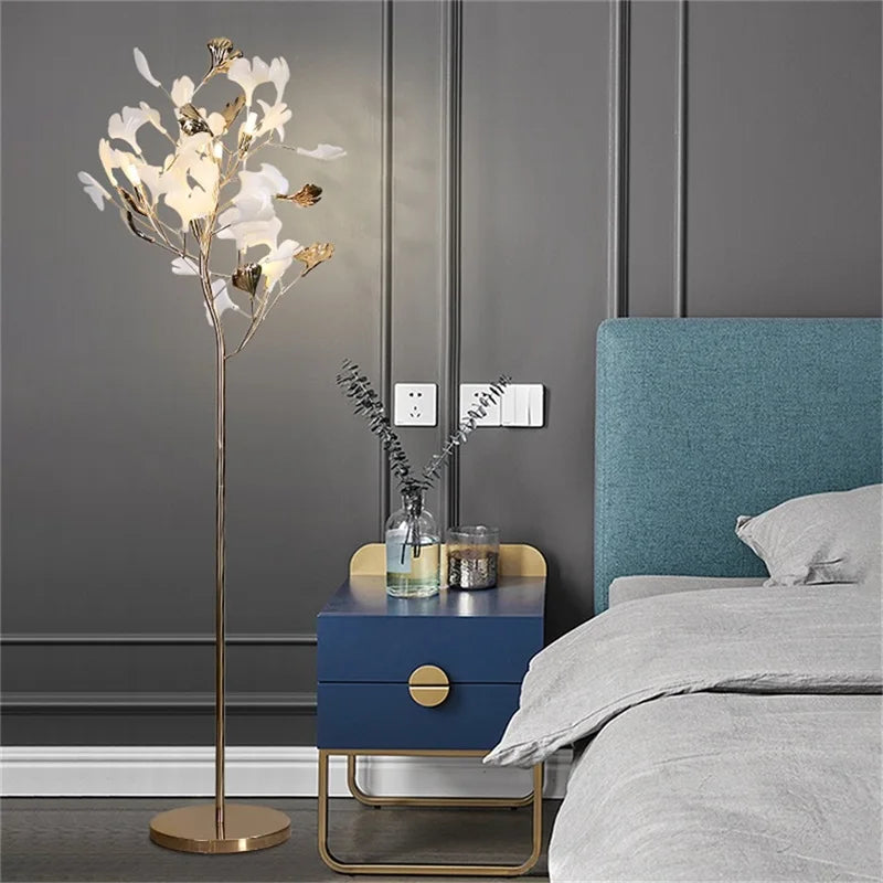 Afralia™ Ginkgo Flower Floor Lamp - Modern LED Decor for Home Living Room