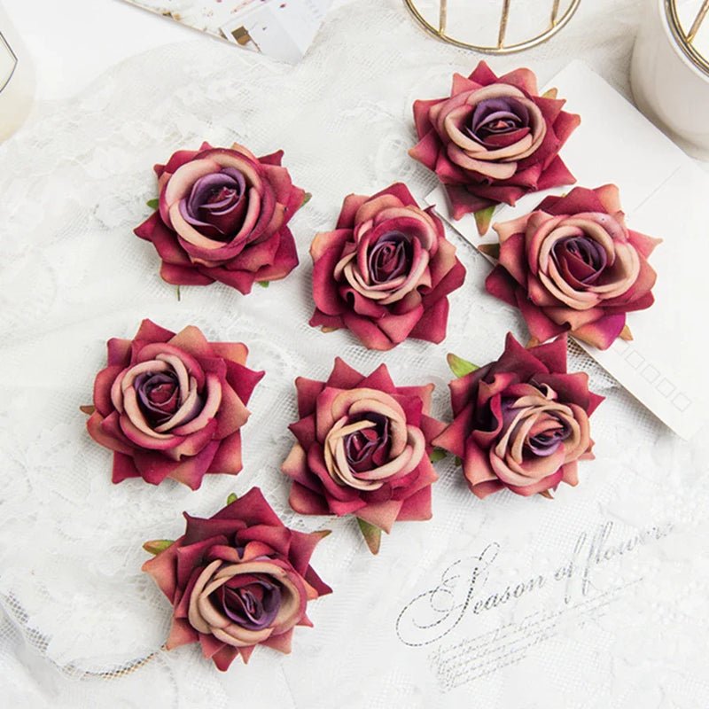 Afralia™ Flannel Roses Wedding Scrapbooking Crafts Home Decoration Artificial Flowers