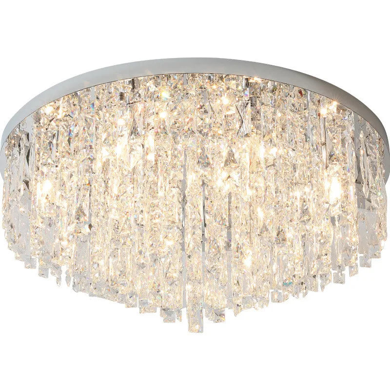 Afralia™ Modern Bedroom Crystal Ceiling Lamp Gold/Chrome Steel LED Lights