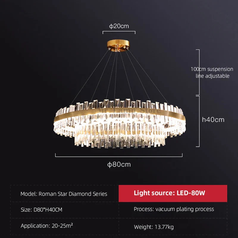 Afralia™ Circular Double-layer Crystal Chandelier for Living Room Dining Room Led Pendant