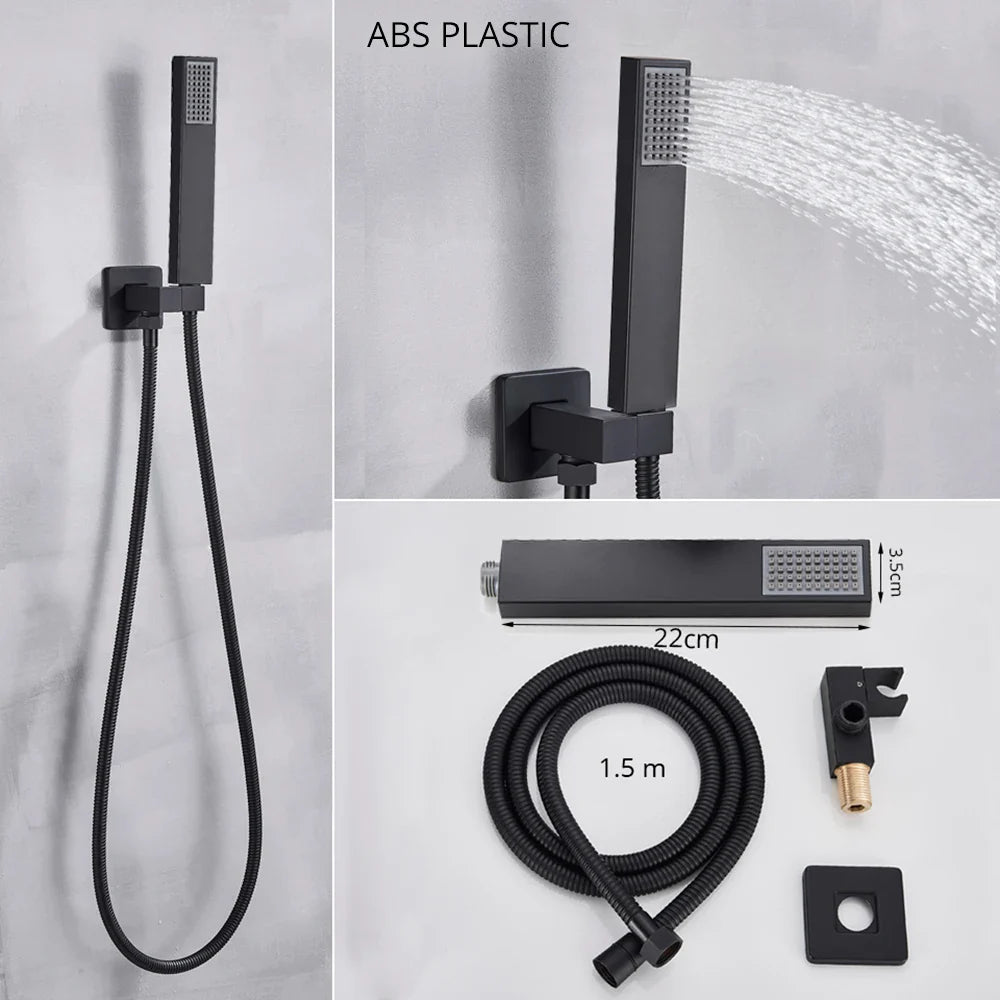 Afralia™ Matte Black LCD Shower Faucet Rain Waterfall Hot Cold Mixer Tap