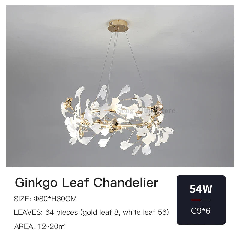 Afralia™ Ginkgo Ceramic Chandelier: Luxury Pendant Lights for Dining & Living Room