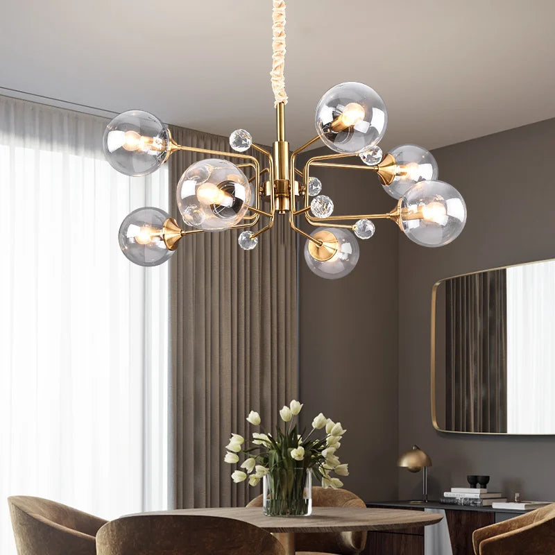 Afralia™ Glass Bubble Chandelier: Vintage Industry Lighting for Living Bedroom Kitchen