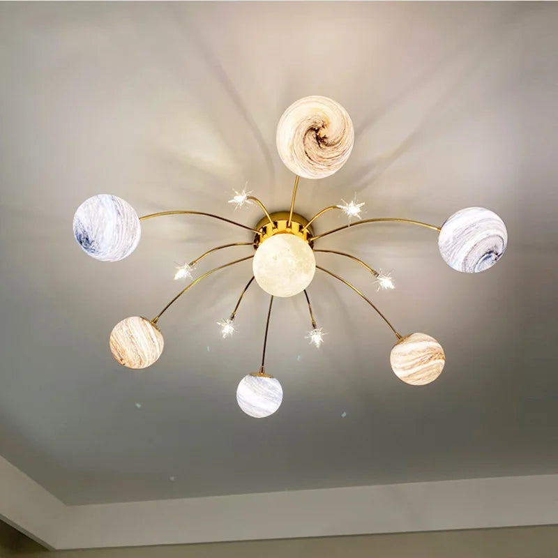 Afralia™ Glass Ball Chandelier for Kids Room and Living Room