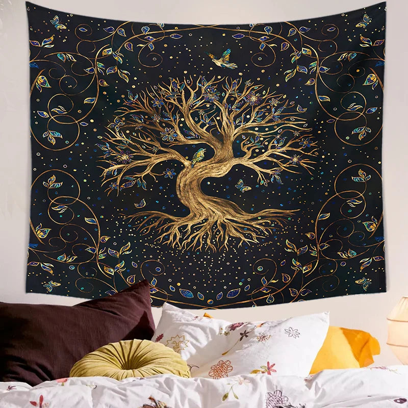 Life Trees Bohemian Decorative Tapestry by Afralia™ - Large Size Yoga Mat Sofa Blanket