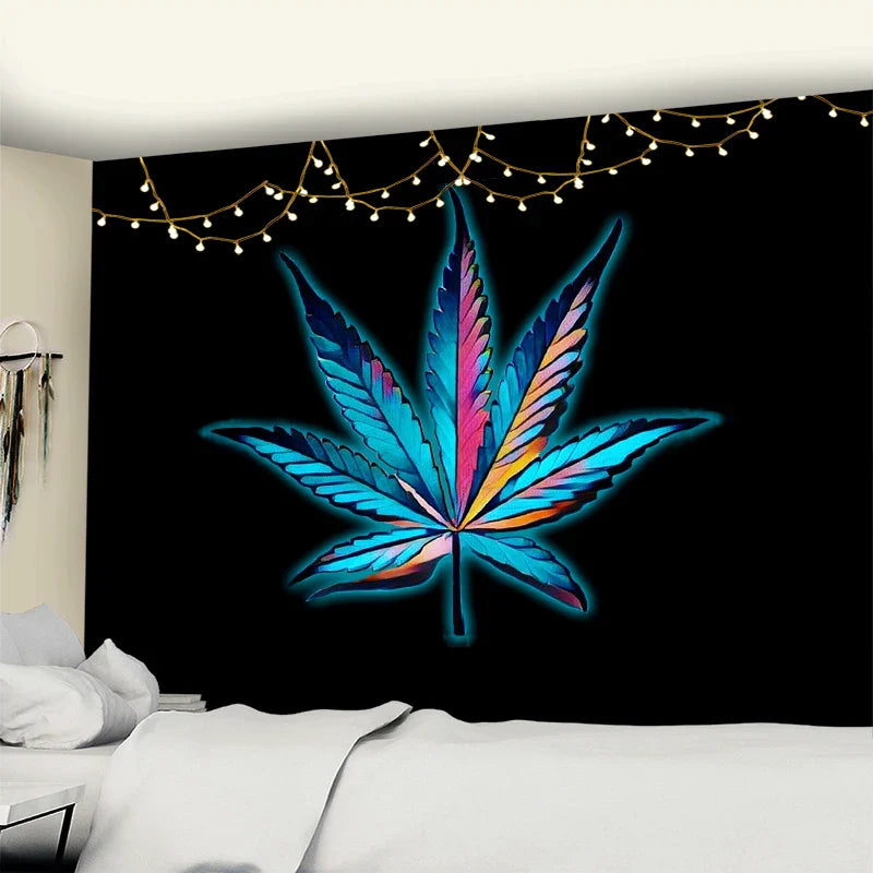 Afralia™ 3D Printed Maple Leaf Wall Hanging Tapestry for Boho Home Decor