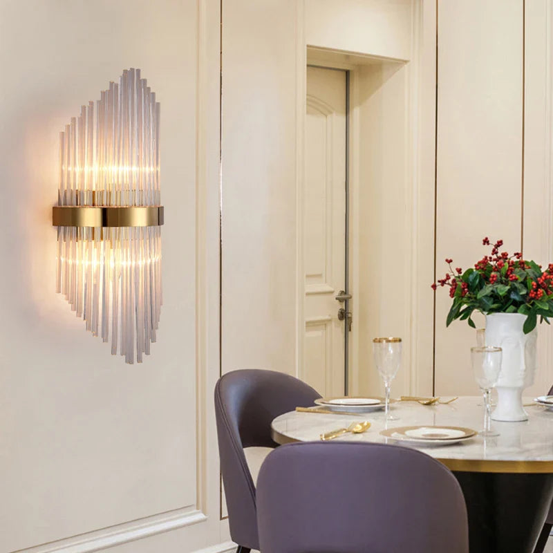 Afralia™ Glass Rod Crystal Wall Lamp: Modern Nordic Light Luxury for Bedroom, Living Room