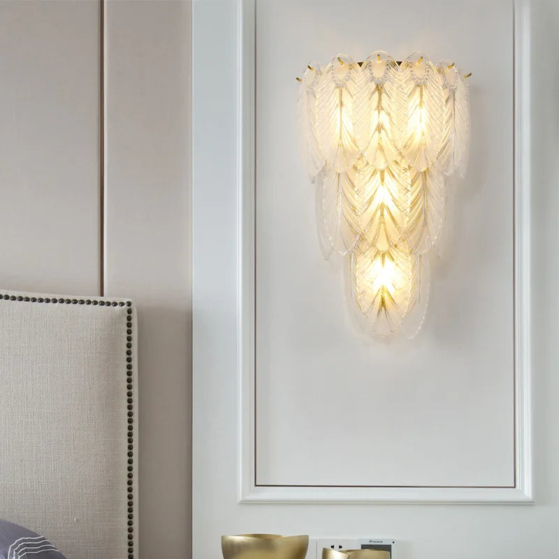 Afralia™ Crystal Feather Wall Lamp: Modern Luxury for Bedroom, Living Room & Restaurant