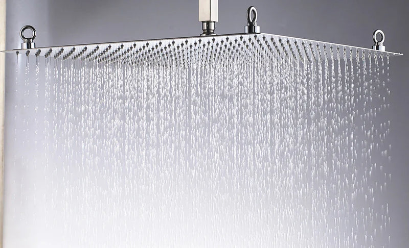 Afralia™ 20 Inch Luxury Chrome Square Shower Head Stainless Steel Ultrathin Rainfall Head