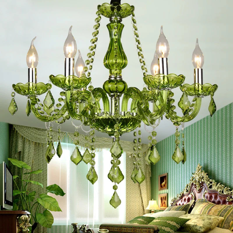 Afralia™ Crystal Chandelier: Glamorous Green Lighting for Wedding Parlor, Bedroom, and More