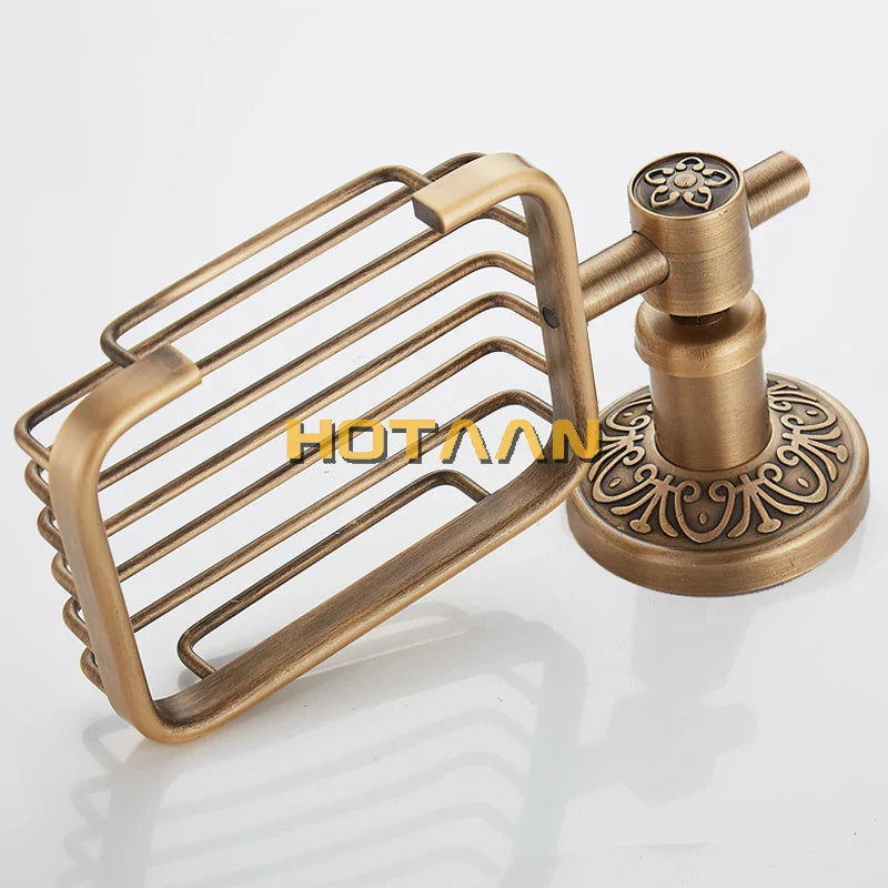 Afralia™ Antique Brass Bathroom Soap Basket Wall Mounted Soap Dish Holder