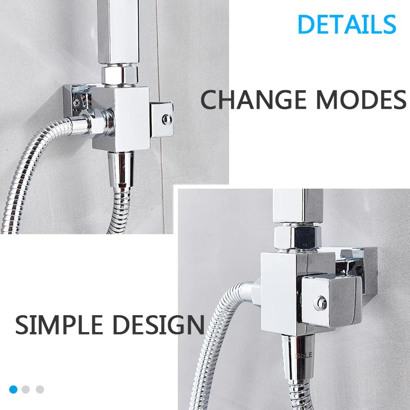 Afralia™ Chrome Rainfall Shower Faucet Wall Mount Hot Cold Water Mixer Tap