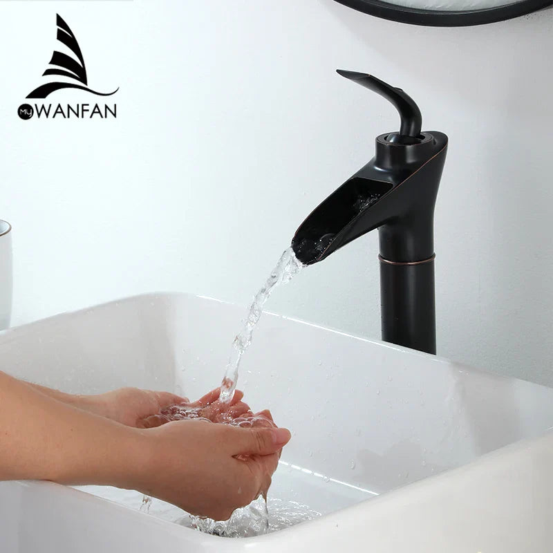 Afralia™ White Waterfall Bathroom Faucet - Single Hole Basin Mixer Tap